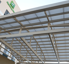 M.S. Fabricated Main Entrance Roof Fitted With Polycarbonate Sheets